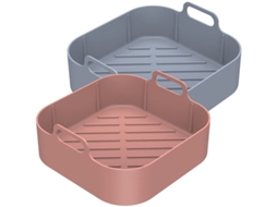 2026 2 Peças de Panela de Silicone para Air Fryer com Alça Reutilizável Liner Quadrado Resistente Ao Calor