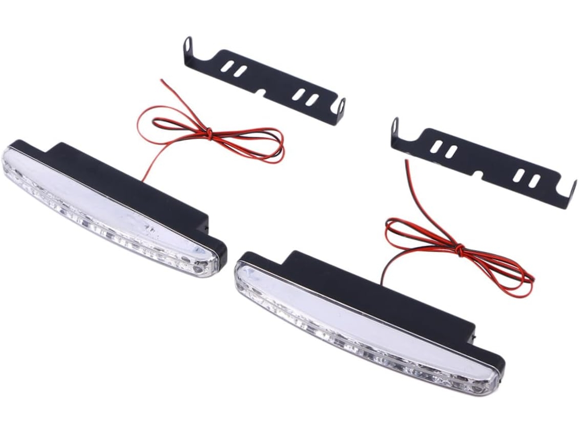 Conjunto De 2 Luzes Diurnas Led Universais Para Carros Com 8 Leds, Fácil Instalação, Vida Útil Prolongada Para Veículos