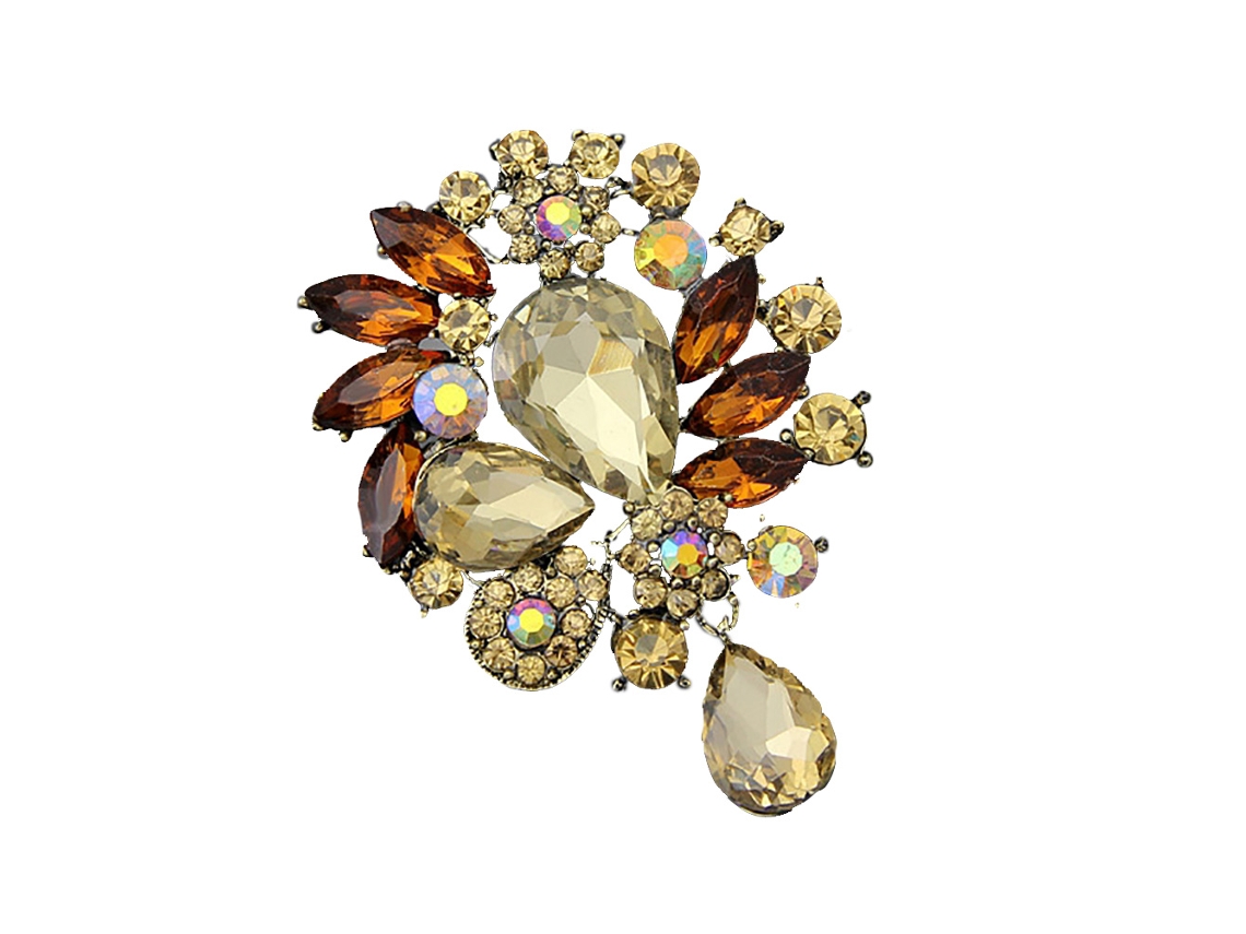 Broche Cristal Floral Estilo Retro Decorativo Acessório De Roupa