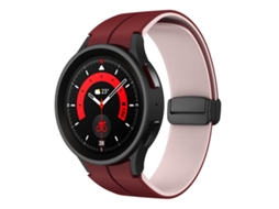Bracelete Silicone Dual Color Fivela Dobrável Vinho e Rosa para Samsung Galaxy Watch 6 / 6 Classic XIAOMOYU