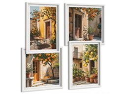 Composição De Quadros Ruazinhas Flores Cítricos Provença Espelharte (4 Peças)