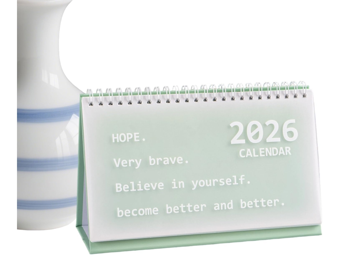 Calendário de mesa portátil para 2026, planejador mensal decorativo.