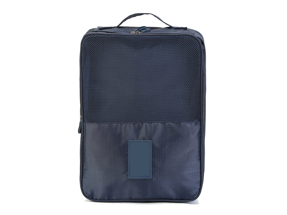 Sacos para sapatos de viagem capacidade grande com 3 compartimentos fechadura zipper dupla azul marinho S/MARCA