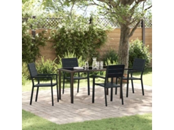 Vidaxl Conjunto De Jantar Para Jardim 5 Unid. Preto Aço Revestido A Pó