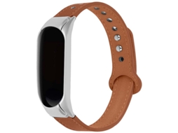 Pulseira Xiaomi Mi Smart Band 6 / Mi Band 5 / Amazfit Band 5 Couro Clipe Castanho Oem