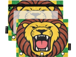 Pasta Lion Com Abertura Ampla, Janela Transparente Lápis, Bolsos Grandes E Resistentes, 3 Furos Escola
