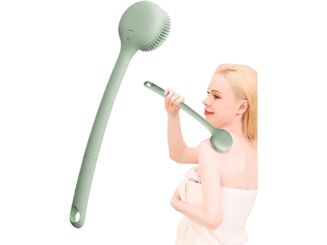 Lurelia Acessório De Duche Com Escova De Silicone Para Banho, Cabo Longo, Pega Ergonómica E Massagem Suave, Rotina Spa Essencial
