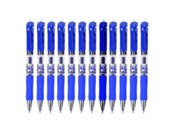 12 Bolígrafos Rollerball Con Mango De Goma Antideslizante 0.5mm Azul Para Escuela Y Oficina