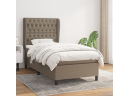 Vidaxl Cama Com Molas/colchão 90x200 Cm Tecido Castanho-acinzentado