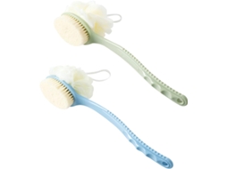 Conjunto De Escova Longa Healeved 2 Peças Com Esponja, Acessórios De Banho Verdes E Azuis Para Esfoliação