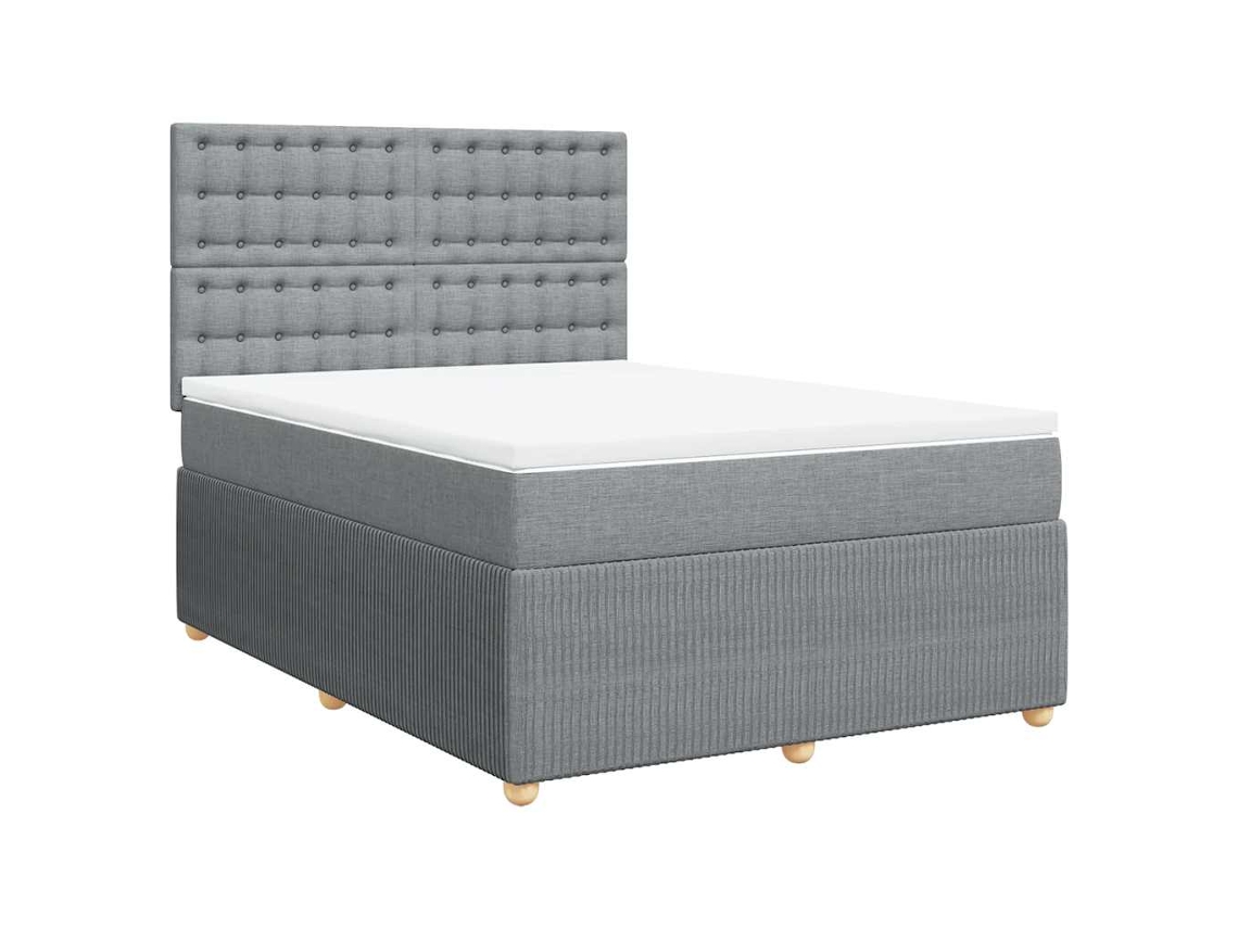 Cama com Molas e Colchão Tecido Cinzento Claro MAISON EXCLUSIVE (140x190 cm)