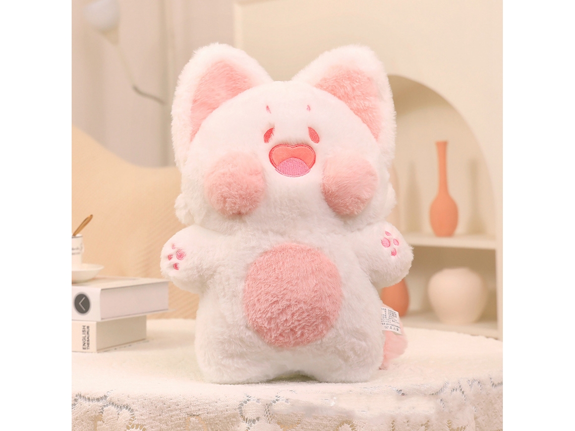 Mali boneca de Pelúcia Gato Dudu Fofa Cartoon Algodão Pp Macia 40cm Rosa Branco para Crianças