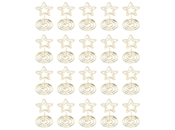 20 Unidades Portatárjetas Pequeños Estrella De 5 Puntas Dorados Para Mesa Tarjetas Fotos Números