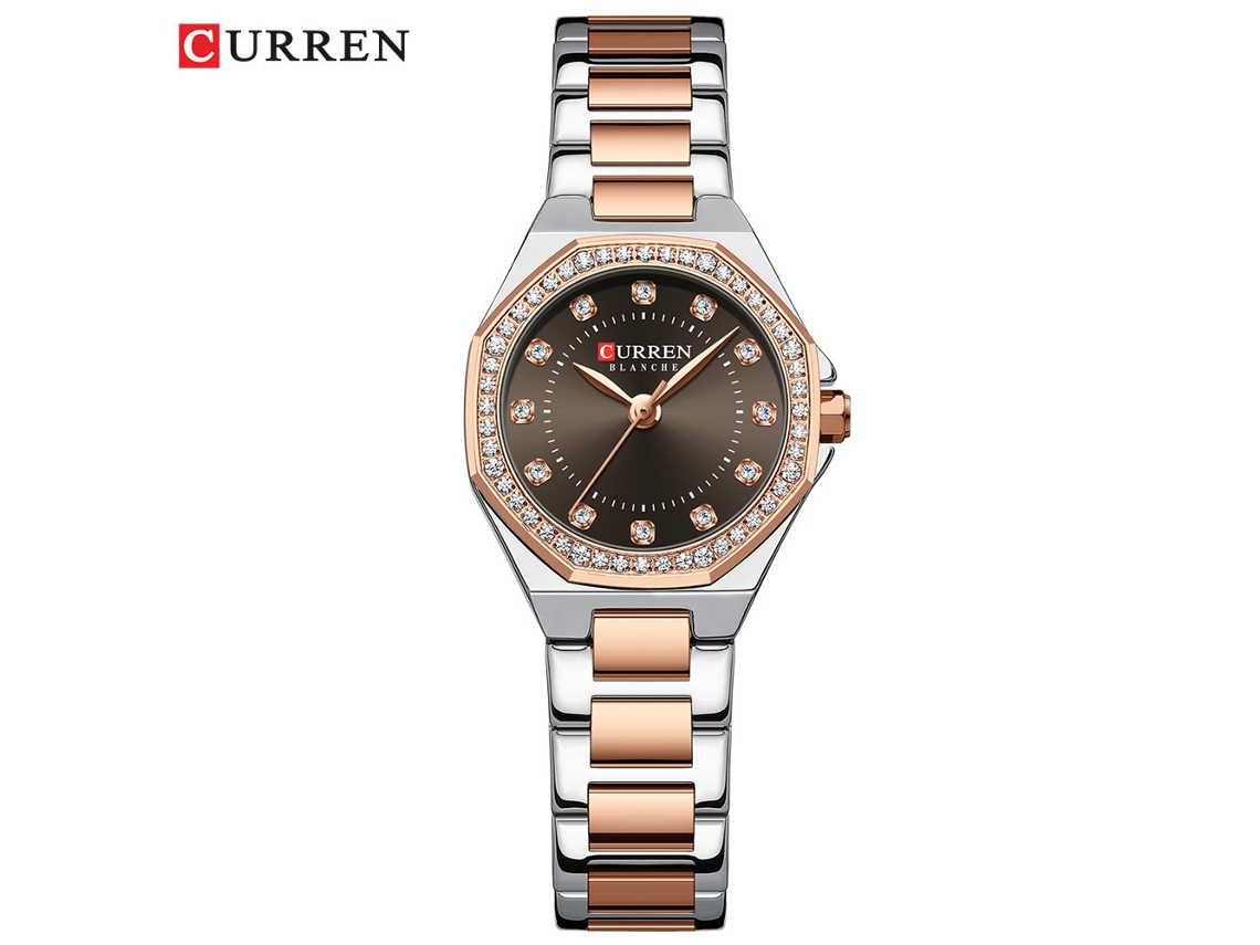Relógio FEMININO Elegante MDUG com Strass, Mostrador Octogonal e À Prova D'água