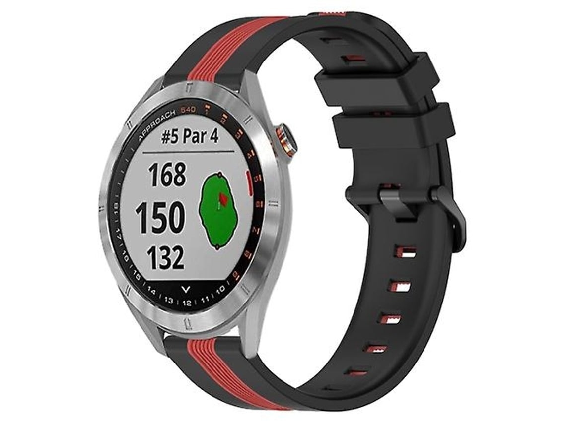 Pulseira De Relógio Lurelia Para Garmin Approach S40 20 Mm Vertical Bicolor Silicone Preto Vermelho