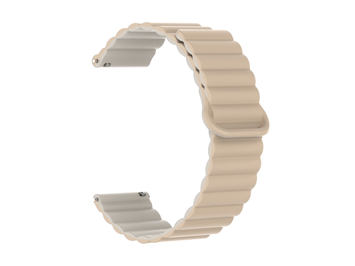 Pulseira De Silicone Bicolor Com Fecho Magnético, Compatível Com Huawei Gt6 Gt5, Nas Cores Chá Com Leite E Branco, 14mm