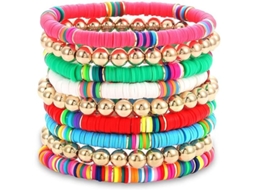 Pulseiras de Contas Elásticas para Mulher Menina Adolescente, Pulseiras Charm Y2k Empilháveis Praia Surf Preppy Joias