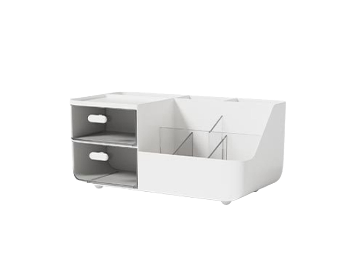 Organizador de maquiagem com 2 gavetas multifuncional armazenamento de cosméticos e skincare branco para mesa de vanity com S/MARCA