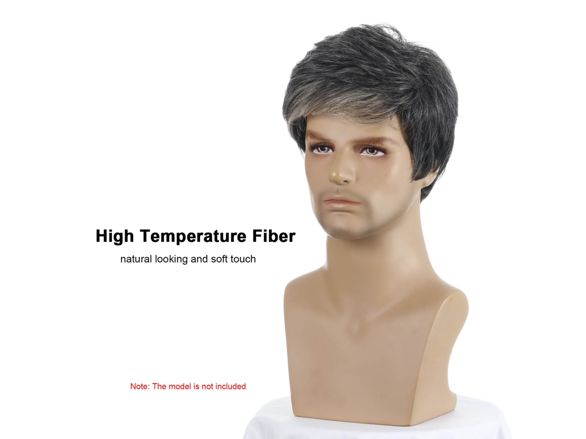 2026 peluca para Hombre Europea Y Americana Pelo Corto Fluffy Con Línea Natural Toupees para Cabello Delgado o Frente Alta