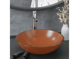Vidaxl Lavatório Torneira Válvula Click-clack Vidro Temperado Castanho