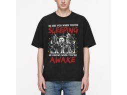 Rockinstone Halloween Movie Sees You When You're Sleeping Black Adult T-shirt Size:s