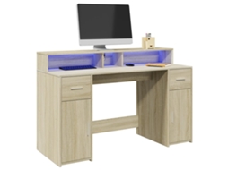 Vidaxl Secretária Luzes Led 140x55x91cm Deriv. Madeira Carvalho Sonoma