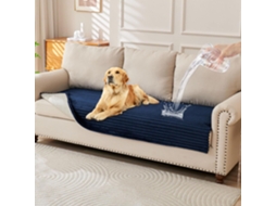 Capa De Sofá Pelo Sintético Lavável Amigo Dos Animais 160x200cm Extra Grande Azul Escuro Panoona