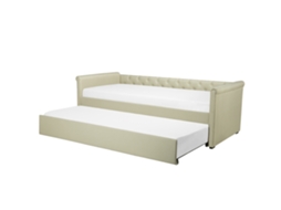 Cama Gavetão Estilo Chesterfield Beliani Libourne De Tecido Creme 80x200