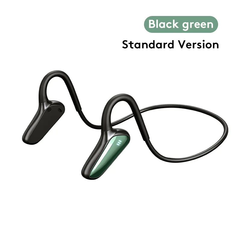 Fones De Ouvido Esportivos Estéreo Sem Fio Bluetooth Com Condução Óssea E Gancho Auricular (preto E Verde)