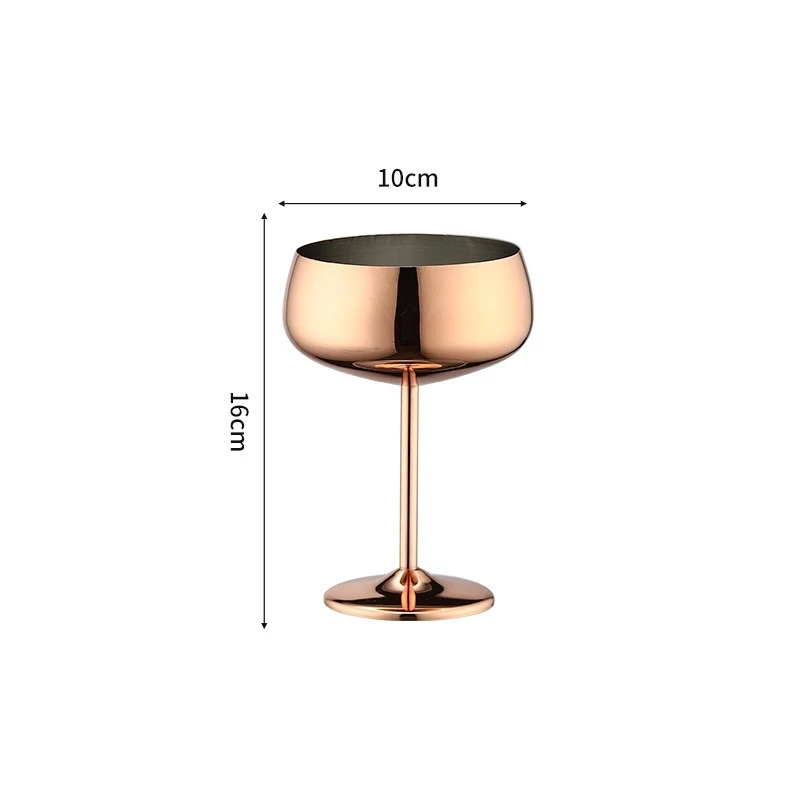 Taça de Vinho com Haste em Aço Inoxidável 304, Cor Ouro Rosa, 350 Ml. Ideal para Bares, Restaurantes e Uso Doméstico. MDUG