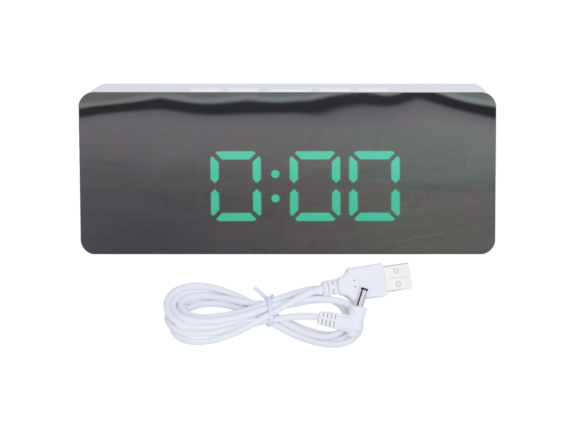 Relógio despertador digital com espelho LED Baok-reloj com função soneca para decoração de quarto, escritório e casa, branco Ts-s69-g