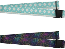 Conjunto De 2 Cintas Bagagem Simples, Portáteis E Ajustáveis Com Estampa De Pássaros Azuis Em Estilo Boêmio Malas