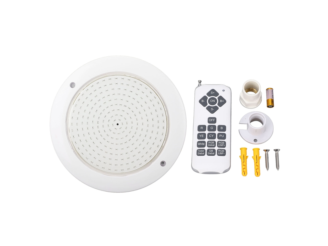 Luz De Piscina Rgb 12v 18w Abs Submersível Com Controle Remoto