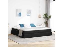 Vidaxl Cama Com Arrumação E Colchão Preto 200 X 200 Cm Poliéster