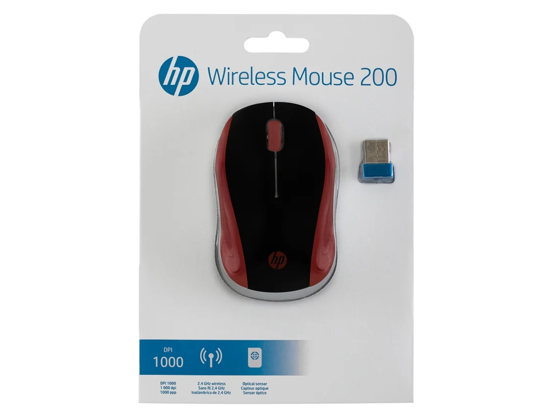 Rato HP 200 (Outlet Caixa Aberta - Wireless - Casual - 1000 dpi - Vermelho)