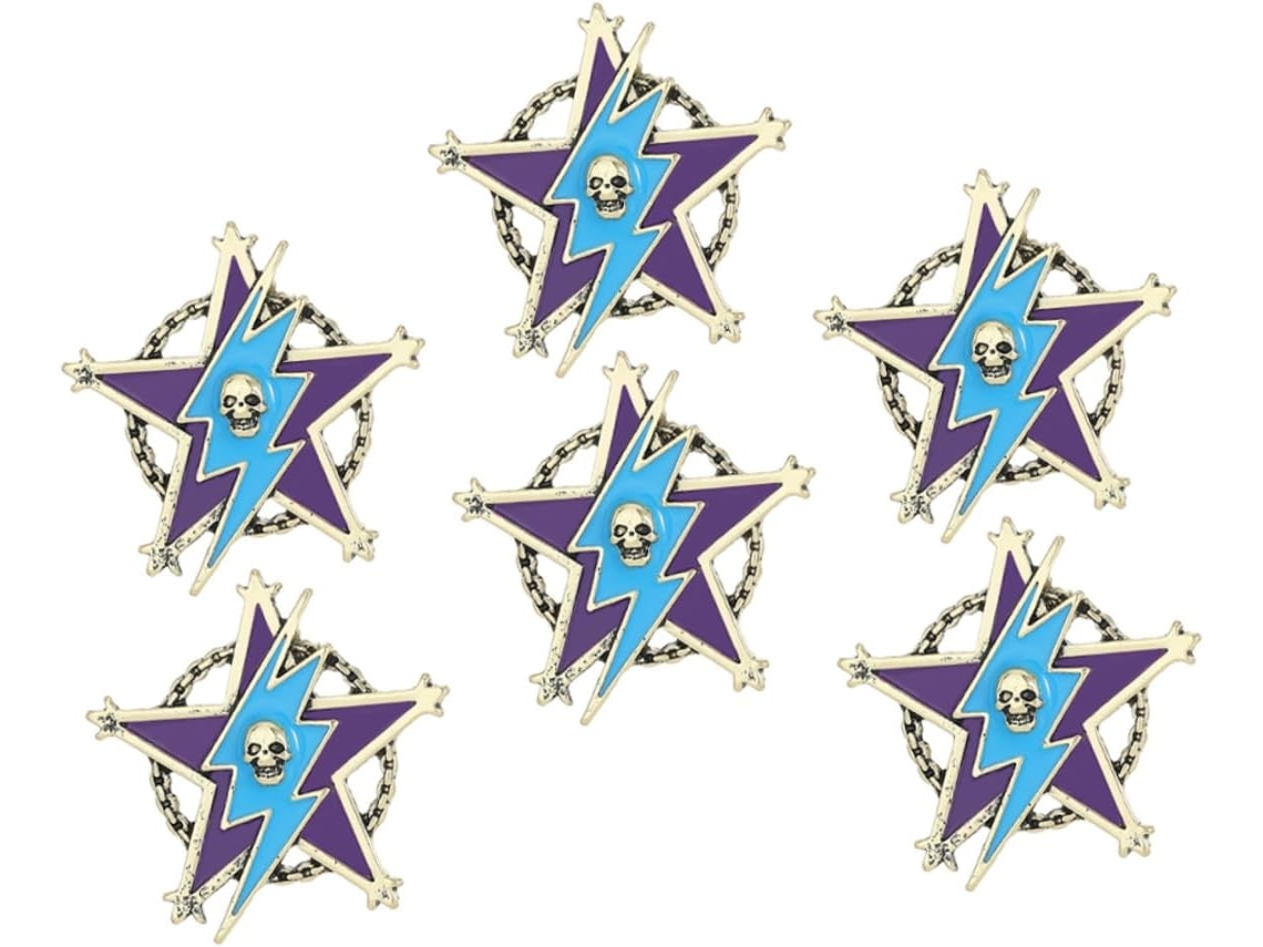 Conjunto De 6 Broches Vintage Em Metal Com Estrelas, Distintivos Com Estampa De Estrelas, Acessório Retrô.