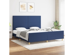 Estrutura De Cama Sem Colchão 180x200 Cm Tecido Azul
