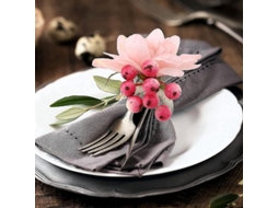 6 Anéis de guardanapo florais Nova Line, com flores de pêssego e rosa | S/MARCA