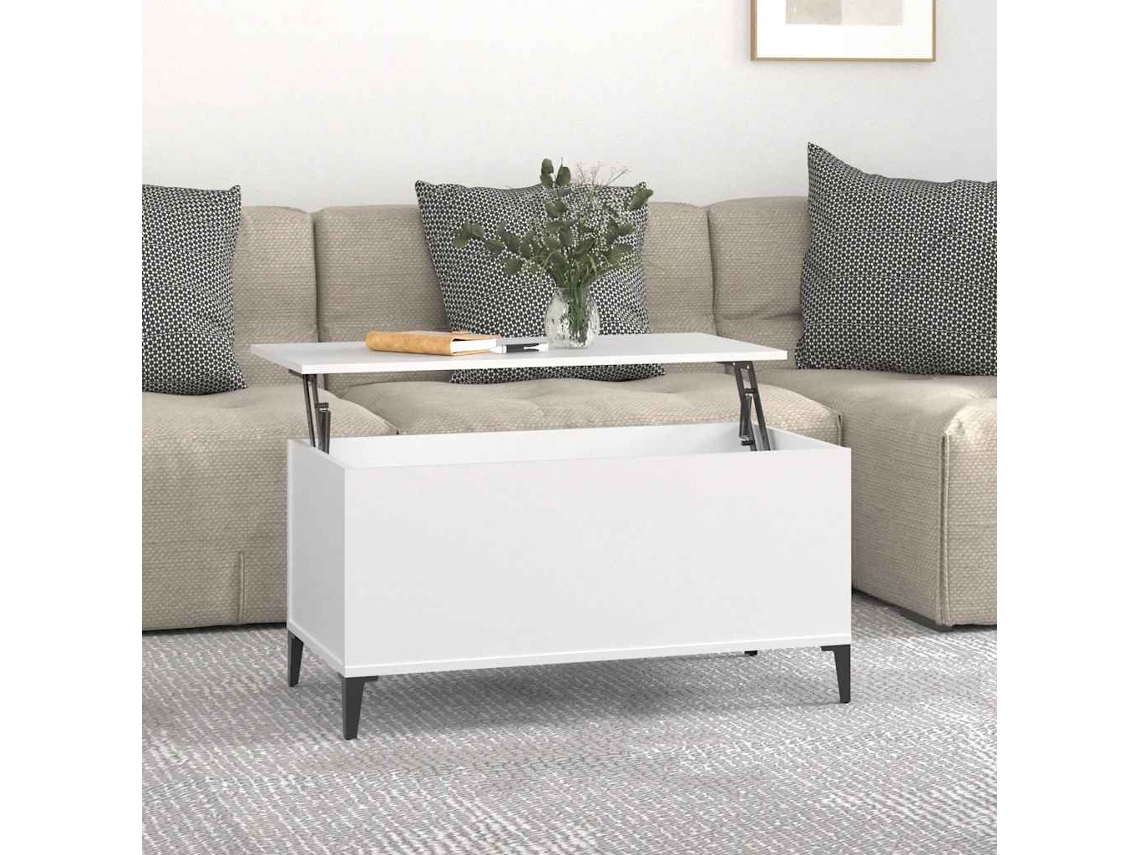 Vidaxl Mesa De Centro 90x44,5x45 Cm Derivados De Madeira Branco