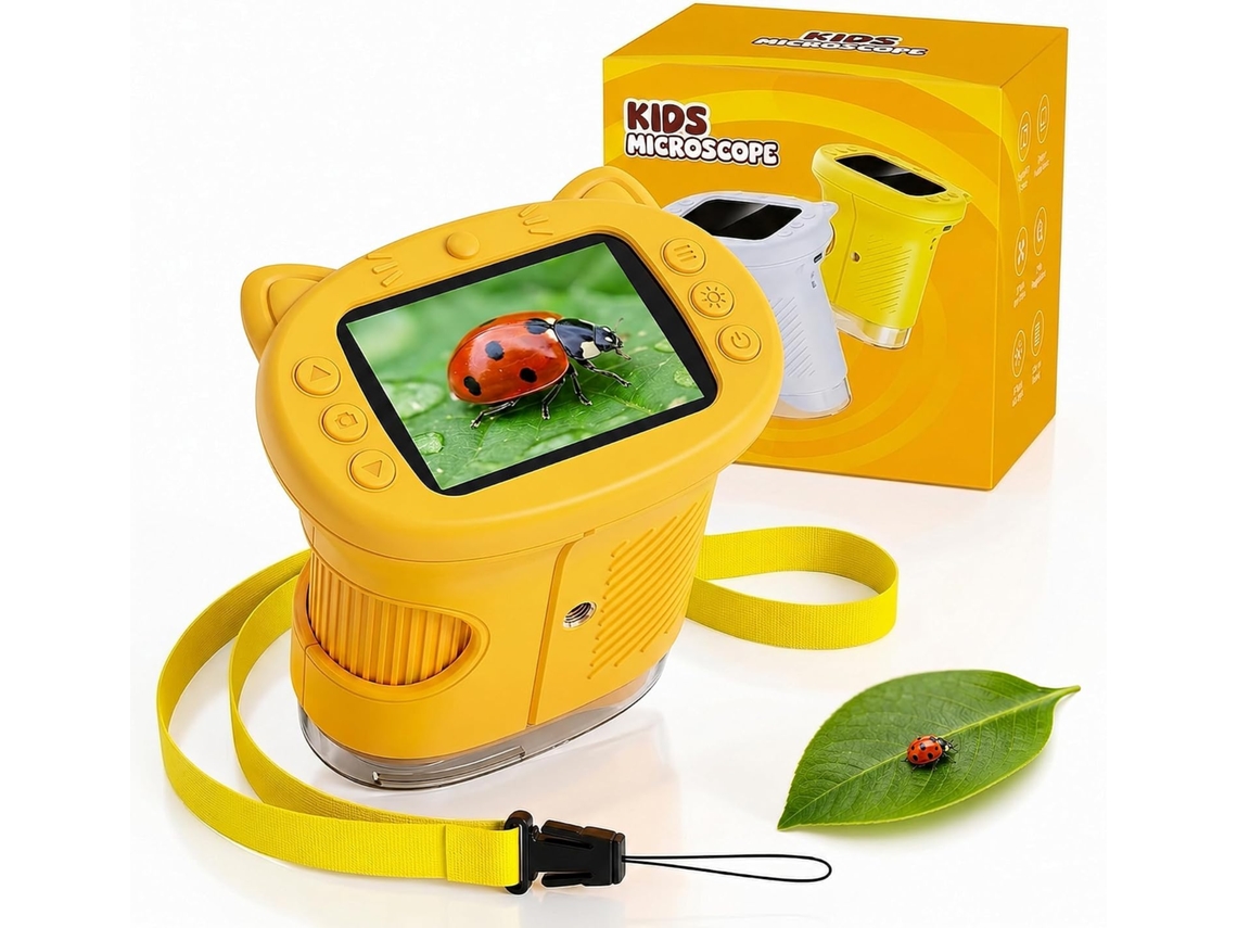 Microscópio Infantil 4k, Microscópio Digital 1000x, Tela Ips De 2 Polegadas (amarelo)