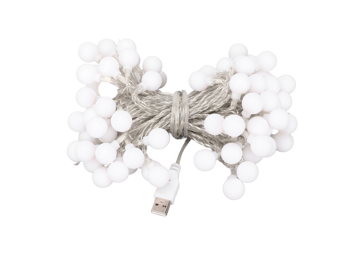 Luz em Corda com Bolas Led Colorida Usb À Prova D'água 10m 80 Luzes