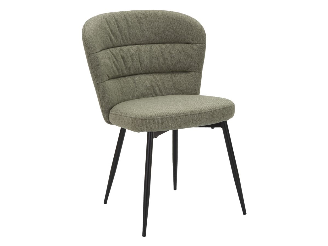 Conjunto De 2 Cadeiras Losanna Verdes, 58x60,5x85 Cm - Cadeiras Estofadas Em Tecido Com Pés De Metal Preto - Design Glamoroso Dos Anos 70