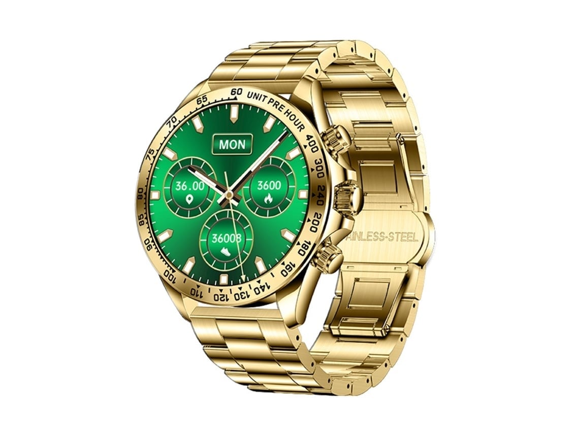 Smartwatch Com Chamada Bluetooth Botão Giratório Monitoramento De Frequência Cardíaca E Pressão Arterial Ouro Yunzii