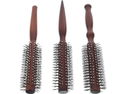 Conjunto Zerodeko Com 3 Escovas De Cabelo Redondas Madeira Para Penteados Volumosos, Secagem Com Secador, Cabos Planos E