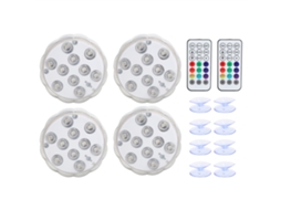 4pcs Lâmpada Subaquática Led Ip68 Rgb 16 Cores Controle Remoto 21 Teclas com Ventosas | S/MARCA