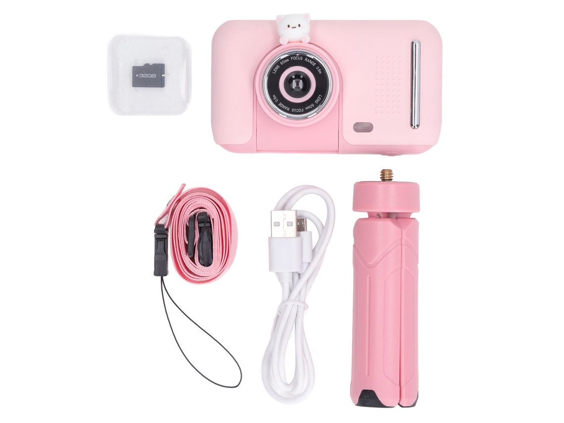 20du26 câmera Infantil Hd 2.4 Polegadas 40mp 1080p Selfie com Cartão de Memória 32g Rosa