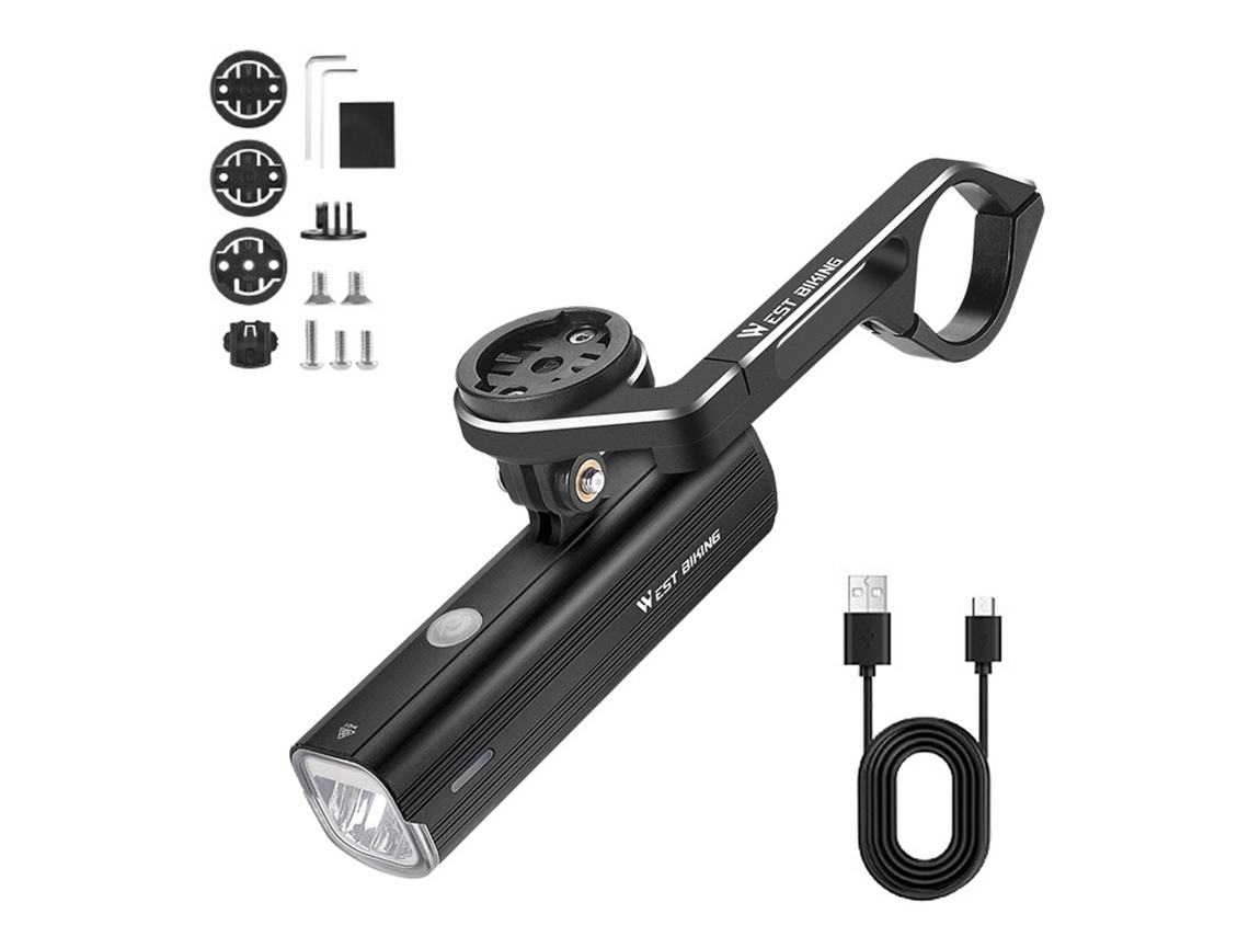 Farol de Bicicleta Mali, Recarregável, 1000 Lumens, 4500mAh, Suporte