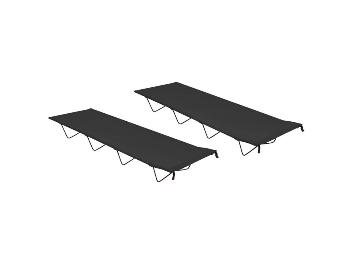 Conjunto 2 Cama de campismo VIDAXL Preto Tecido