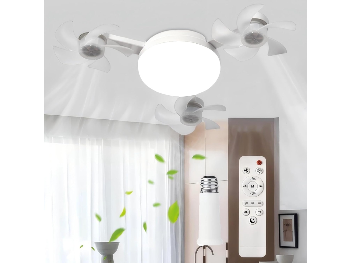 E27/b22 - Ventilador De Teto Com Luz Led, Controle Remoto, Regulável,