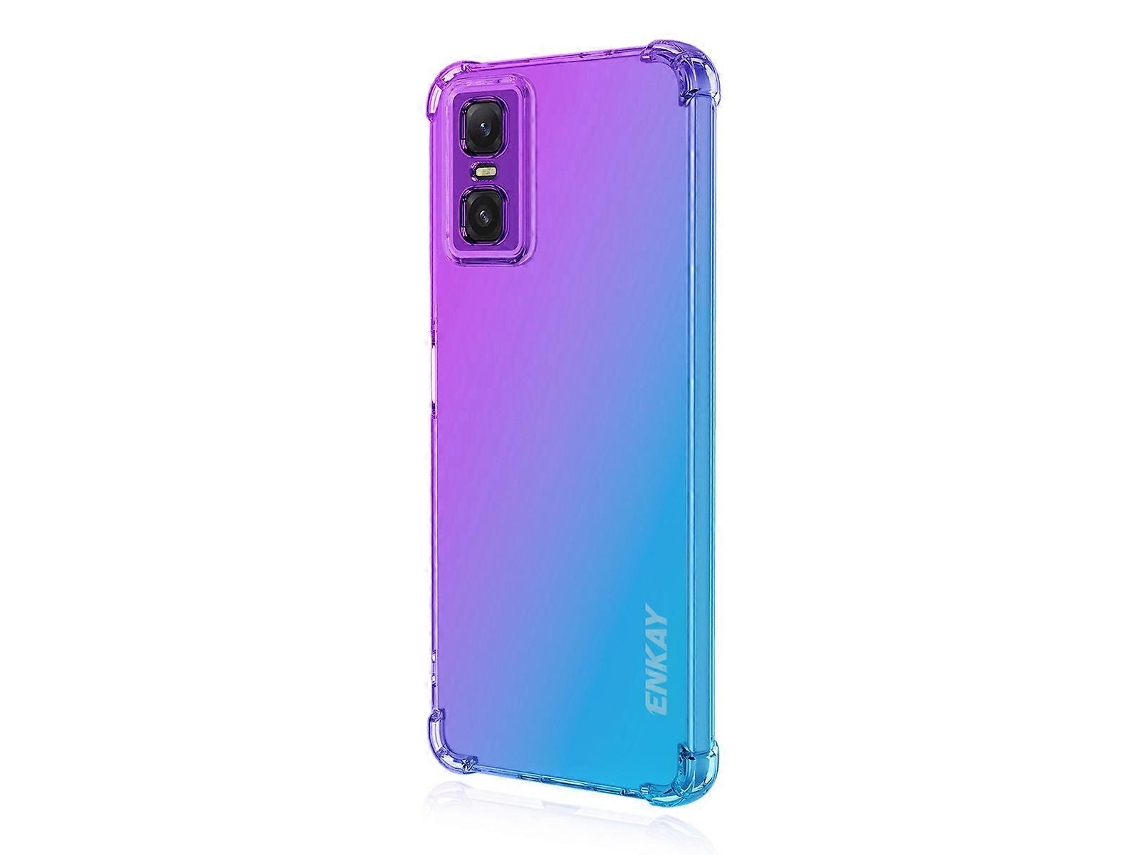 Capa Traseira De Tpu Enkay Com Quatro Cantos Espessos E À Prova De Quedas Para Infinix Gt 30 Pro 5g, Roxa E Azul